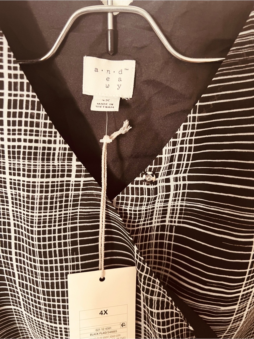 a new day Gray Plaid V-Neck A-Line Midi Dress